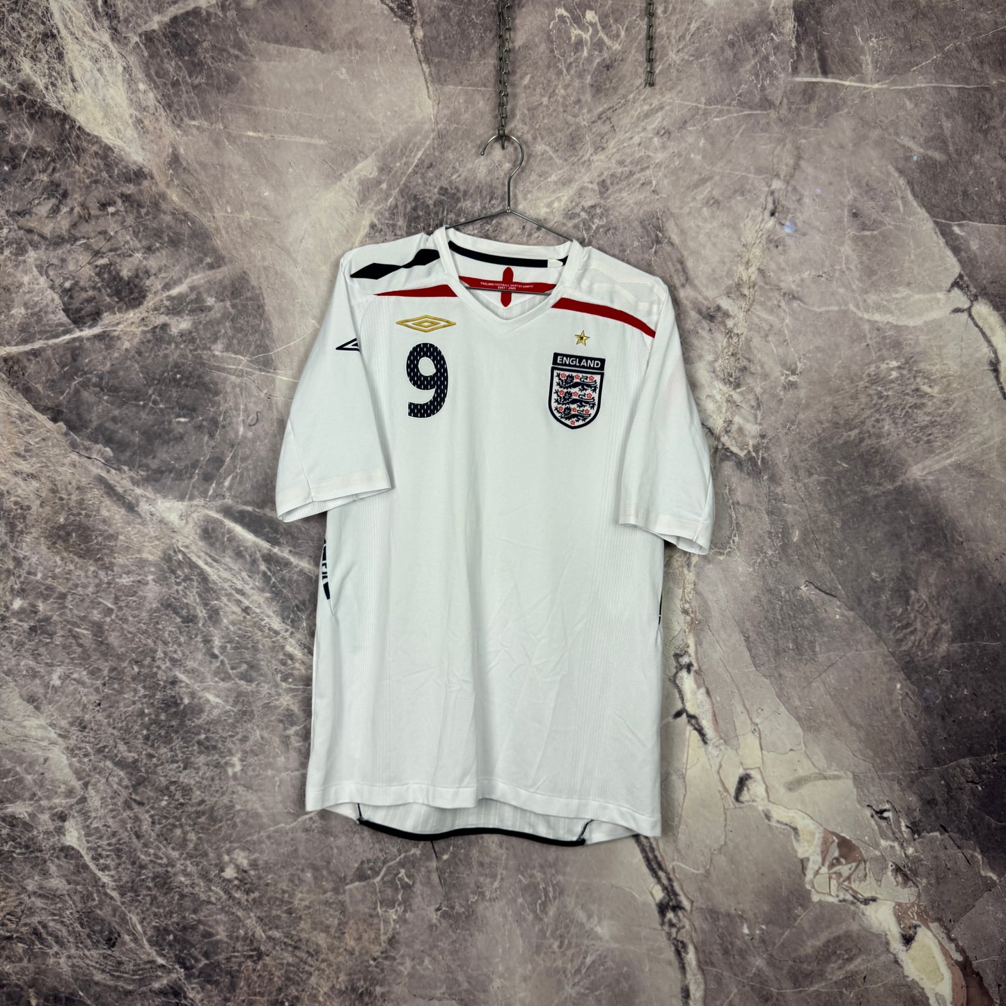 England 2007-2009 Home Jersey — Rooney #9 L
