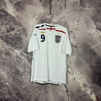 England 2007-2009 Home Jersey — Rooney #9 L