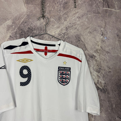 England 2007-2009 Home Jersey — Rooney #9 L