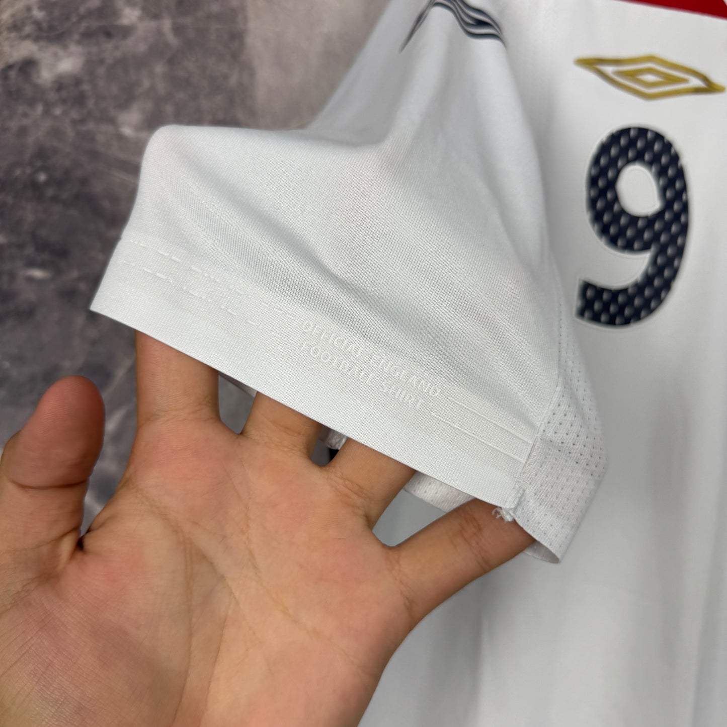 England 2007-2009 Home Jersey — Rooney #9 L