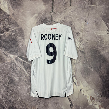 England 2007-2009 Home Jersey — Rooney #9 L