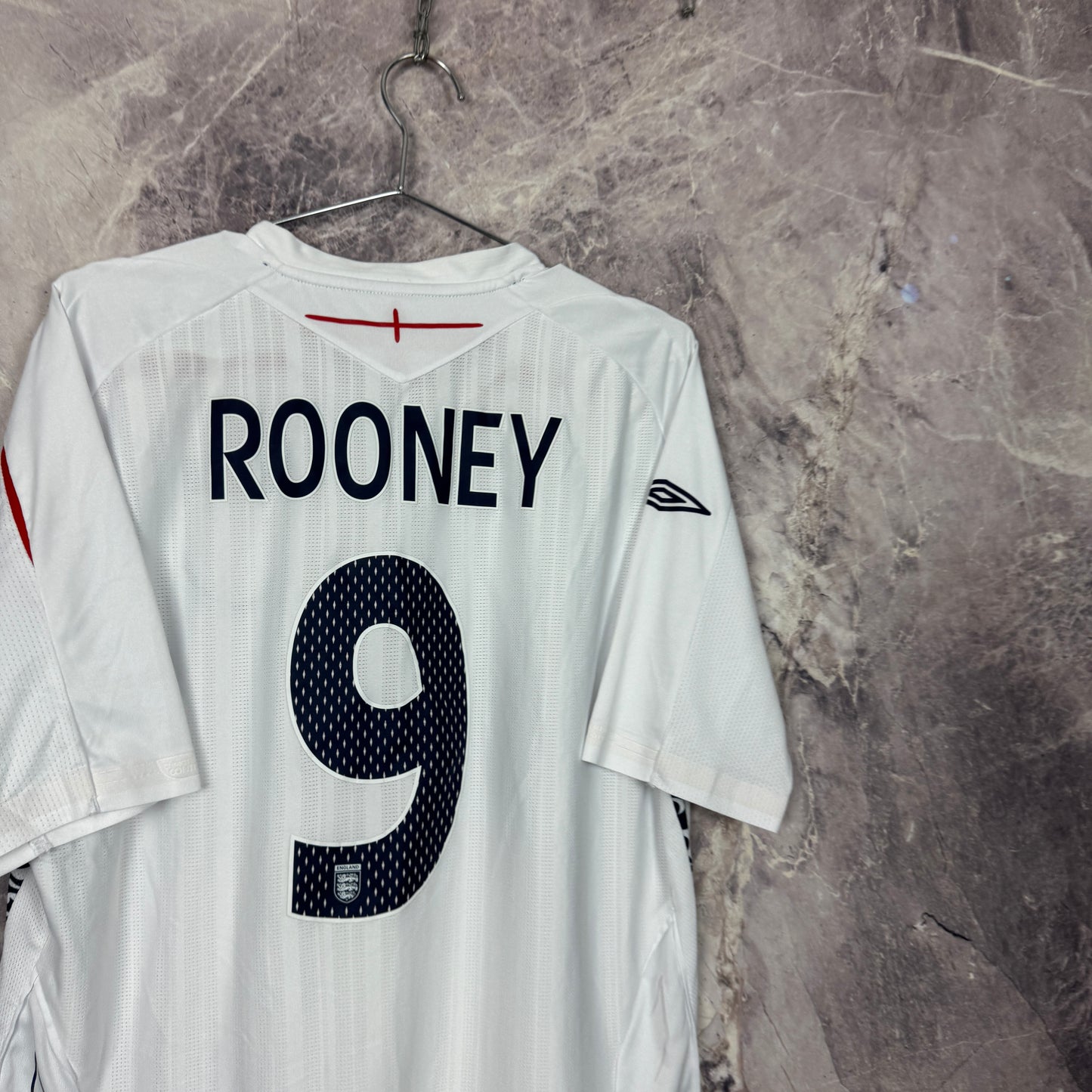 England 2007-2009 Home Jersey — Rooney #9 L