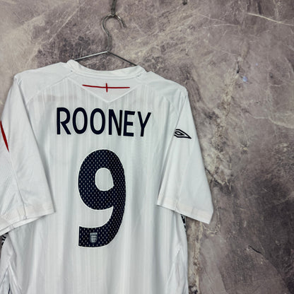 England 2007-2009 Home Jersey — Rooney #9 L