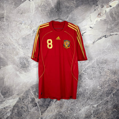 Spain 2008-2009 Home Jersey — Xavi #8 XL