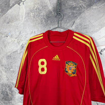 Spain 2008-2009 Home Jersey — Xavi #8 XL