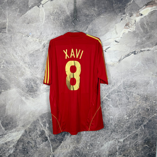 Spain 2008-2009 Home Jersey — Xavi #8 XL