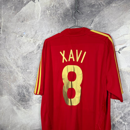 Spain 2008-2009 Home Jersey — Xavi #8 XL