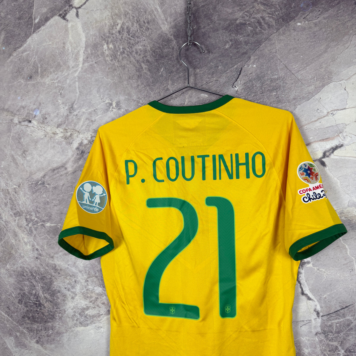 Brazil 2014-2015 Home Jersey — P. Coutinho #21 M